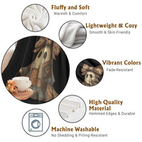 Halloween Vintage Denim Patchwork Spooky Ghost Coquette Throw Blanket - Wonder Print Shop