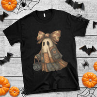 Halloween Vintage Denim Patchwork Spooky Ghost Coquette T Shirt - Wonder Print Shop