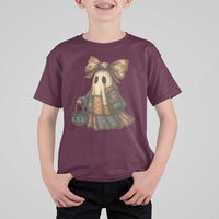 Halloween Vintage Denim Patchwork Spooky Ghost Coquette T Shirt For Kid - Wonder Print Shop