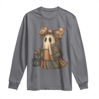 Halloween Vintage Denim Patchwork Spooky Ghost Coquette Long Sleeve Shirt - Wonder Print Shop