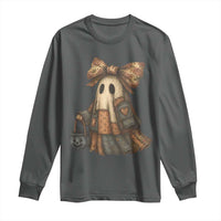 Halloween Vintage Denim Patchwork Spooky Ghost Coquette Long Sleeve Shirt - Wonder Print Shop
