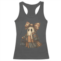 Halloween Vintage Denim Patchwork Spooky Ghost Coquette Racerback Tank Top - Wonder Print Shop