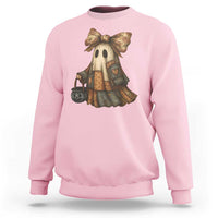 Halloween Vintage Denim Patchwork Spooky Ghost Coquette Sweatshirt - Wonder Print Shop