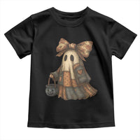 Halloween Vintage Denim Patchwork Spooky Ghost Coquette Toddler T Shirt - Wonder Print Shop