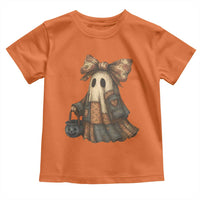 Halloween Vintage Denim Patchwork Spooky Ghost Coquette Toddler T Shirt - Wonder Print Shop