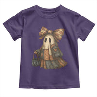 Halloween Vintage Denim Patchwork Spooky Ghost Coquette Toddler T Shirt - Wonder Print Shop