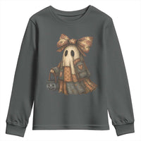 Halloween Vintage Denim Patchwork Spooky Ghost Coquette Youth Sweatshirt - Wonder Print Shop