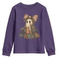 Halloween Vintage Denim Patchwork Spooky Ghost Coquette Youth Sweatshirt - Wonder Print Shop
