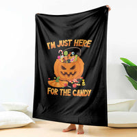 Funny Halloween Throw Blanket I'm Just here For The Candy Pumpkin Candy Trick Or Treat - Wonder Print Shop