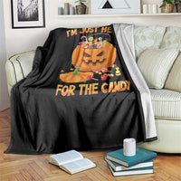 Funny Halloween Throw Blanket I'm Just here For The Candy Pumpkin Candy Trick Or Treat - Wonder Print Shop