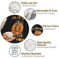 Funny Halloween Throw Blanket I'm Just here For The Candy Pumpkin Candy Trick Or Treat - Wonder Print Shop