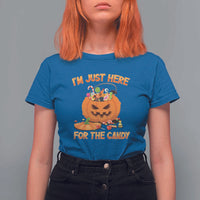 Funny Halloween T Shirt For Women I'm Just here For The Candy Pumpkin Candy Trick Or Treat - Wonder Print Shop
