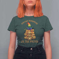 Funny Halloween LGBT T Shirt For Women Gayest Pumpkin In The Patch Rainbow Flag - Wonder Print Shop