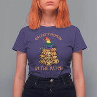 Funny Halloween LGBT T Shirt For Women Gayest Pumpkin In The Patch Rainbow Flag - Wonder Print Shop