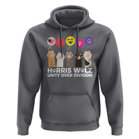 Funny Harris Walz Supporter Hoodie Unity Over Division Cat Paw American Flag Human Rights Feminism Equal Rights - Wonder Print Shop