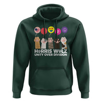 Funny Harris Walz Supporter Hoodie Unity Over Division Cat Paw American Flag Human Rights Feminism Equal Rights - Wonder Print Shop