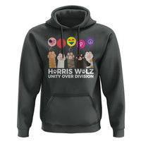 Funny Harris Walz Supporter Hoodie Unity Over Division Cat Paw American Flag Human Rights Feminism Equal Rights - Wonder Print Shop