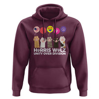 Funny Harris Walz Supporter Hoodie Unity Over Division Cat Paw American Flag Human Rights Feminism Equal Rights - Wonder Print Shop