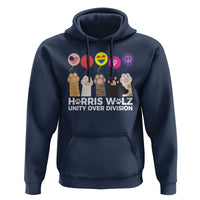 Funny Harris Walz Supporter Hoodie Unity Over Division Cat Paw American Flag Human Rights Feminism Equal Rights - Wonder Print Shop