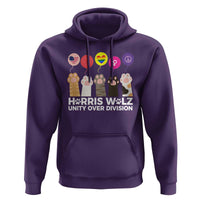 Funny Harris Walz Supporter Hoodie Unity Over Division Cat Paw American Flag Human Rights Feminism Equal Rights - Wonder Print Shop