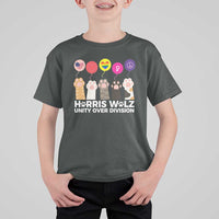 Funny Harris Walz Supporter T Shirt For Kid Unity Over Division Cat Paw American Flag Human Rights Feminism Equal Rights - Wonder Print Shop