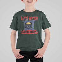 Funny Halloween T Shirt For Kid Let's Watch Horror Movies Televison Murderer Blood Skull - Wonder Print Shop