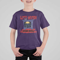Funny Halloween T Shirt For Kid Let's Watch Horror Movies Televison Murderer Blood Skull - Wonder Print Shop