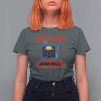 Funny Halloween T Shirt For Women Let's Watch Horror Movies Televison Murderer Blood Skull - Wonder Print Shop