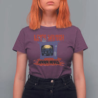 Funny Halloween T Shirt For Women Let's Watch Horror Movies Televison Murderer Blood Skull - Wonder Print Shop