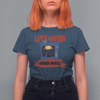 Funny Halloween T Shirt For Women Let's Watch Horror Movies Televison Murderer Blood Skull - Wonder Print Shop