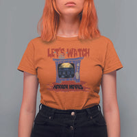 Funny Halloween T Shirt For Women Let's Watch Horror Movies Televison Murderer Blood Skull - Wonder Print Shop