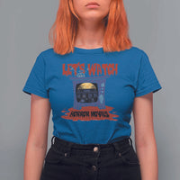 Funny Halloween T Shirt For Women Let's Watch Horror Movies Televison Murderer Blood Skull - Wonder Print Shop