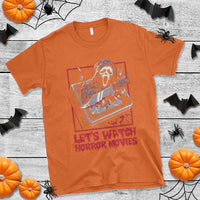 Funny Halloween T Shirt Let's Watch Horror Movies Ghost Broken Televison Knife - Wonder Print Shop