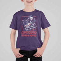 Funny Halloween T Shirt For Kid Let's Watch Horror Movies Ghost Broken Televison Knife - Wonder Print Shop