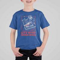 Funny Halloween T Shirt For Kid Let's Watch Horror Movies Ghost Broken Televison Knife - Wonder Print Shop