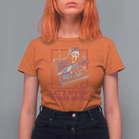 Funny Halloween T Shirt For Women Let's Watch Horror Movies Ghost Broken Televison Knife - Wonder Print Shop