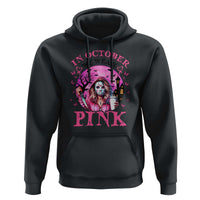 Breast Cancer Awareness Hoodie In October We Wear Pink Halloween Butterfly Bat Murderer - Wonder Print Shop