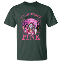 Breast Cancer Awareness T Shirt In October We Wear Pink Halloween Butterfly Bat Murderer - Wonder Print Shop