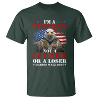 Harris Walz 2024 T Shirt I'm A Veteran Not A Sucker Or A Loser Eagle American Flag - Wonder Print Shop