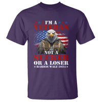 Harris Walz 2024 T Shirt I'm A Veteran Not A Sucker Or A Loser Eagle American Flag - Wonder Print Shop