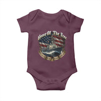 Navy Veteran Baby Onesie Home Of The Free Because Of The Brave American Flag - Wonder Print Shop