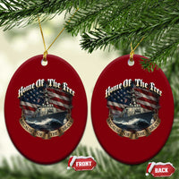 Navy Veteran Ceramic Ornament Home Of The Free Because Of The Brave American Flag - Wonder Print Shop