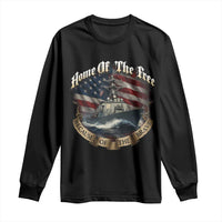 Navy Veteran Long Sleeve Shirt Home Of The Free Because Of The Brave American Flag - Wonder Print Shop