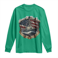 Navy Veteran Long Sleeve Shirt Home Of The Free Because Of The Brave American Flag - Wonder Print Shop