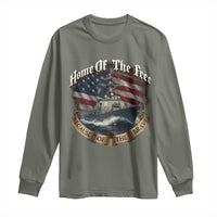 Navy Veteran Long Sleeve Shirt Home Of The Free Because Of The Brave American Flag - Wonder Print Shop