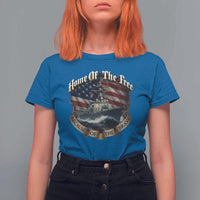 Navy Veteran T Shirt For Women Home Of The Free Because Of The Brave American Flag - Wonder Print Shop