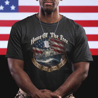Navy Veteran T Shirt Home Of The Free Because Of The Brave American Flag - Wonder Print Shop
