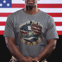 Navy Veteran T Shirt Home Of The Free Because Of The Brave American Flag - Wonder Print Shop