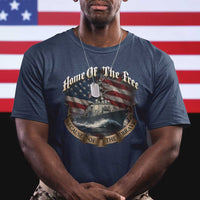 Navy Veteran T Shirt Home Of The Free Because Of The Brave American Flag - Wonder Print Shop