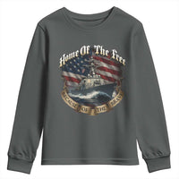 Navy Veteran Youth Sweatshirt Home Of The Free Because Of The Brave American Flag - Wonder Print Shop